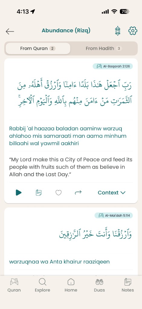 Explore by Topic feature in the Deen app